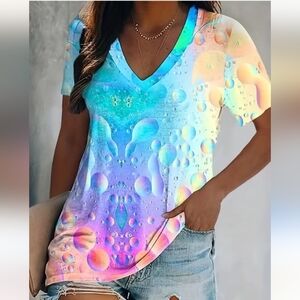 Colorful V-Neck Women's Top